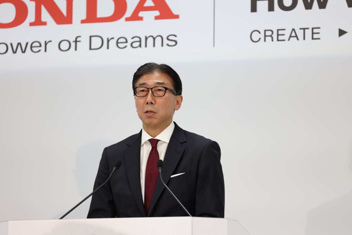 Honda 二輪事業説明会にて登壇した二輪・パワープロダクツ事業本部長 兼 二輪事業統括部長 加藤稔執行役。画像提供：ホンダモーターサイクルジャパン