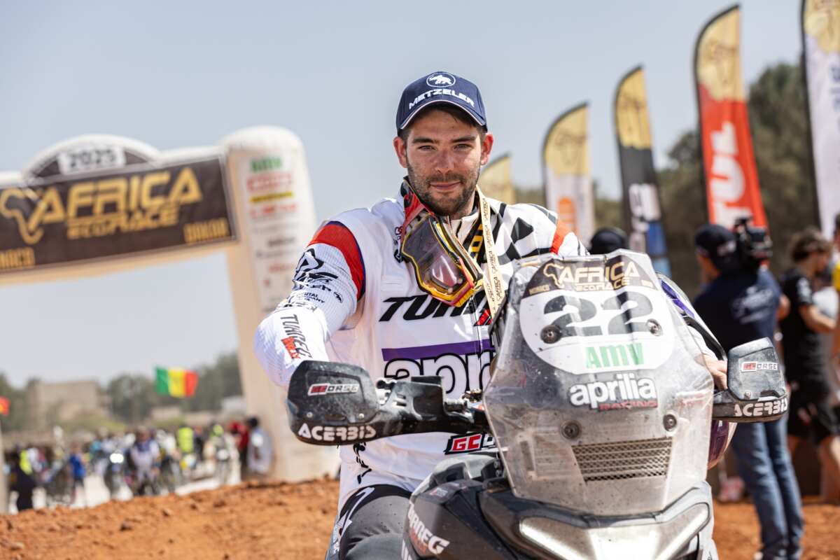 チーム・アプリリア・トゥアレグ・レーシングのフランチェスコ・モンタナーリ選手。初のステージ優勝と計3回の表彰台を獲得した。画像提供：ピアッジオグループジャパン