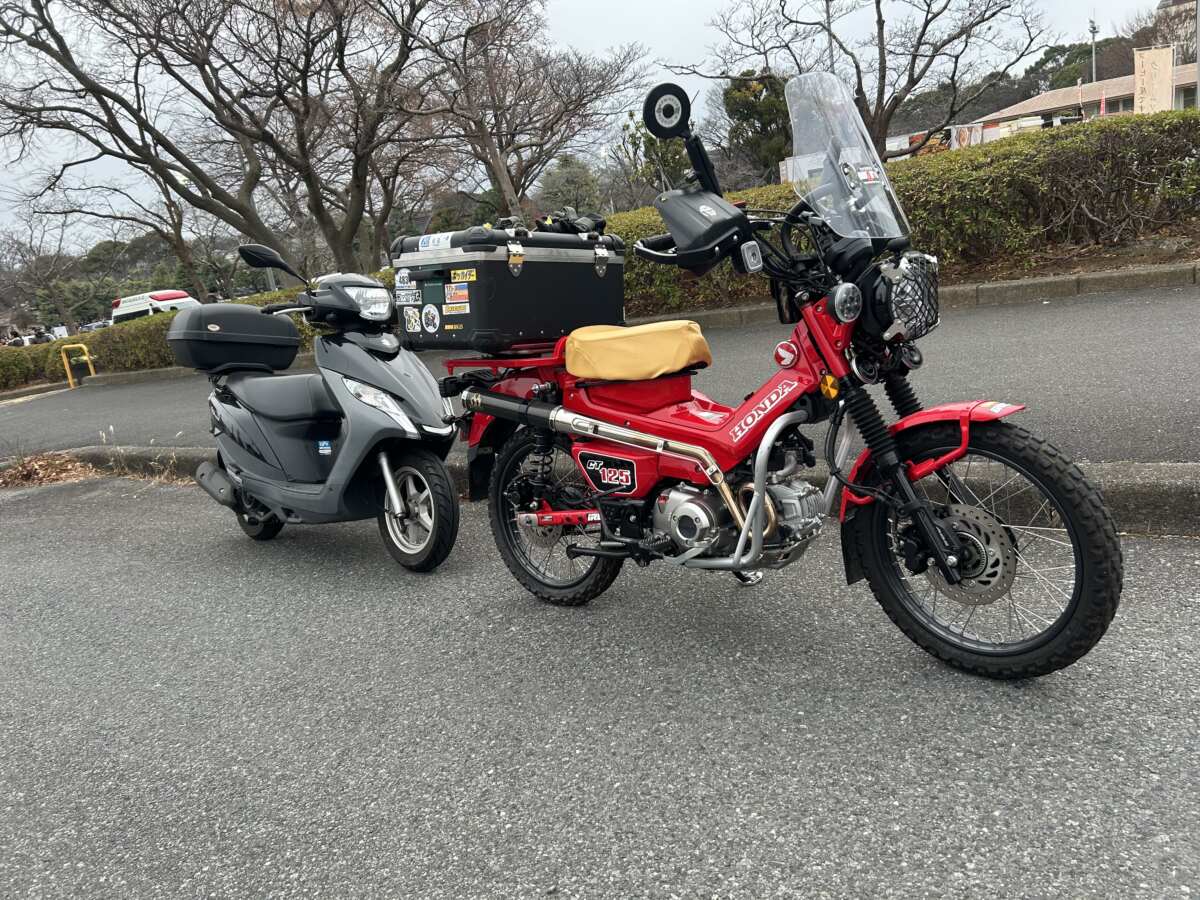 松戸市七草マラソン大会にて、バイク部隊してお手伝い。CT125ハンターカブとアドレス125。