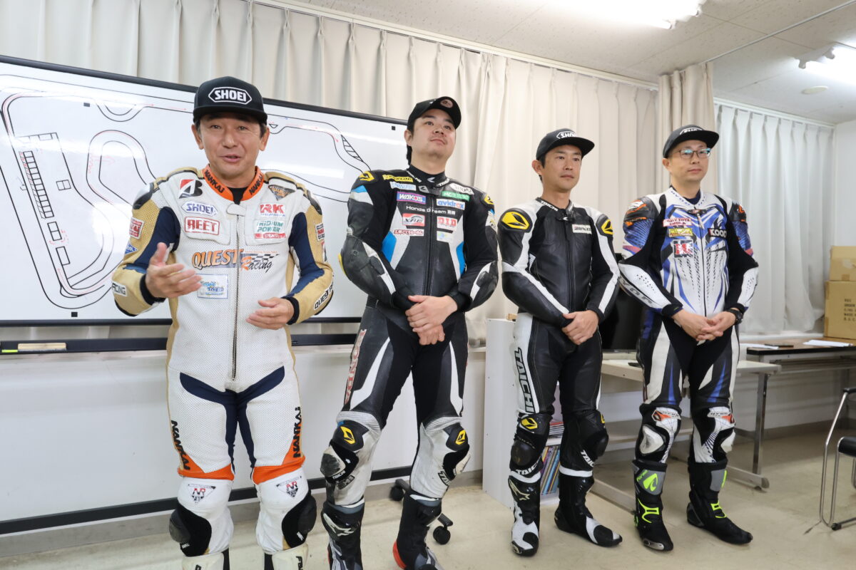 “那須MSLスキルアップ走行会”の先導ライダーは、“ライディングカレッジ”や“ライディングスクール”のインストラクター陣。鈴鹿8耐や全日本選手権に出場経験のあるライダー達だが、普段からスクールの講師をしているだけあってとにかく教え方がうまい!!