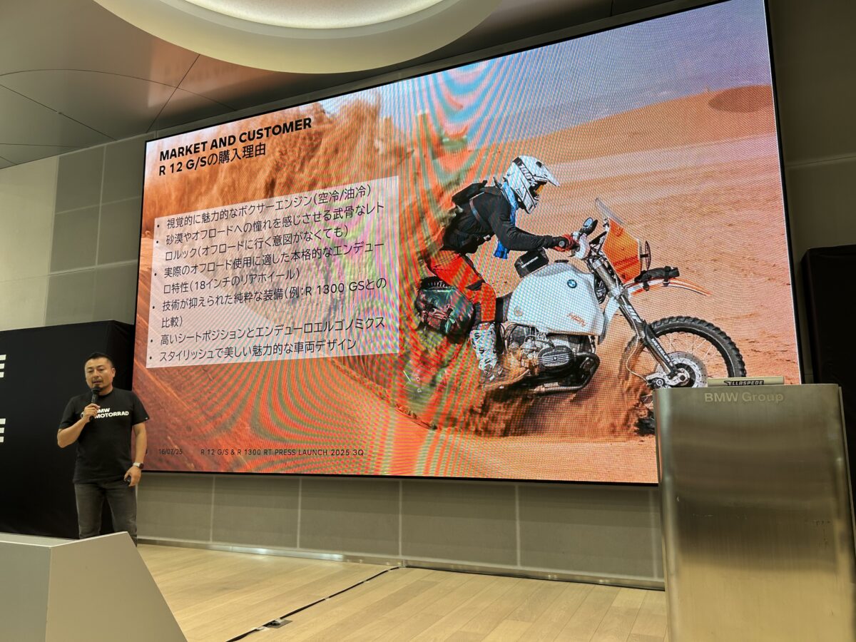 BMW GROUP Tokyo Bay（東京都江東区）にて開かれたR12 G/Sのメディア向け発表会。