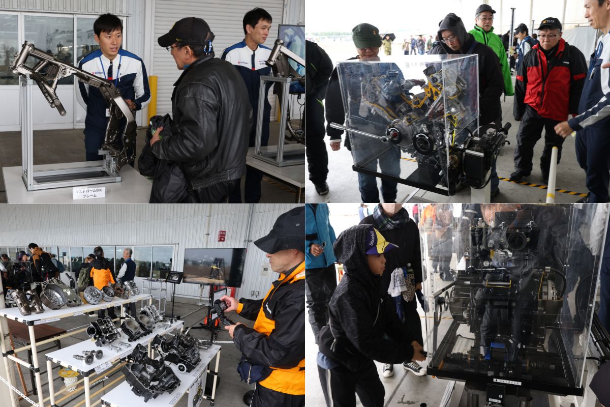 愛機のエンジンの内部や構造を見て、動かして、しかも詳しい解説が技術者から聞くことができる。この「工場ブース」見学だけでVストロームミーティングに参加する意味がある。