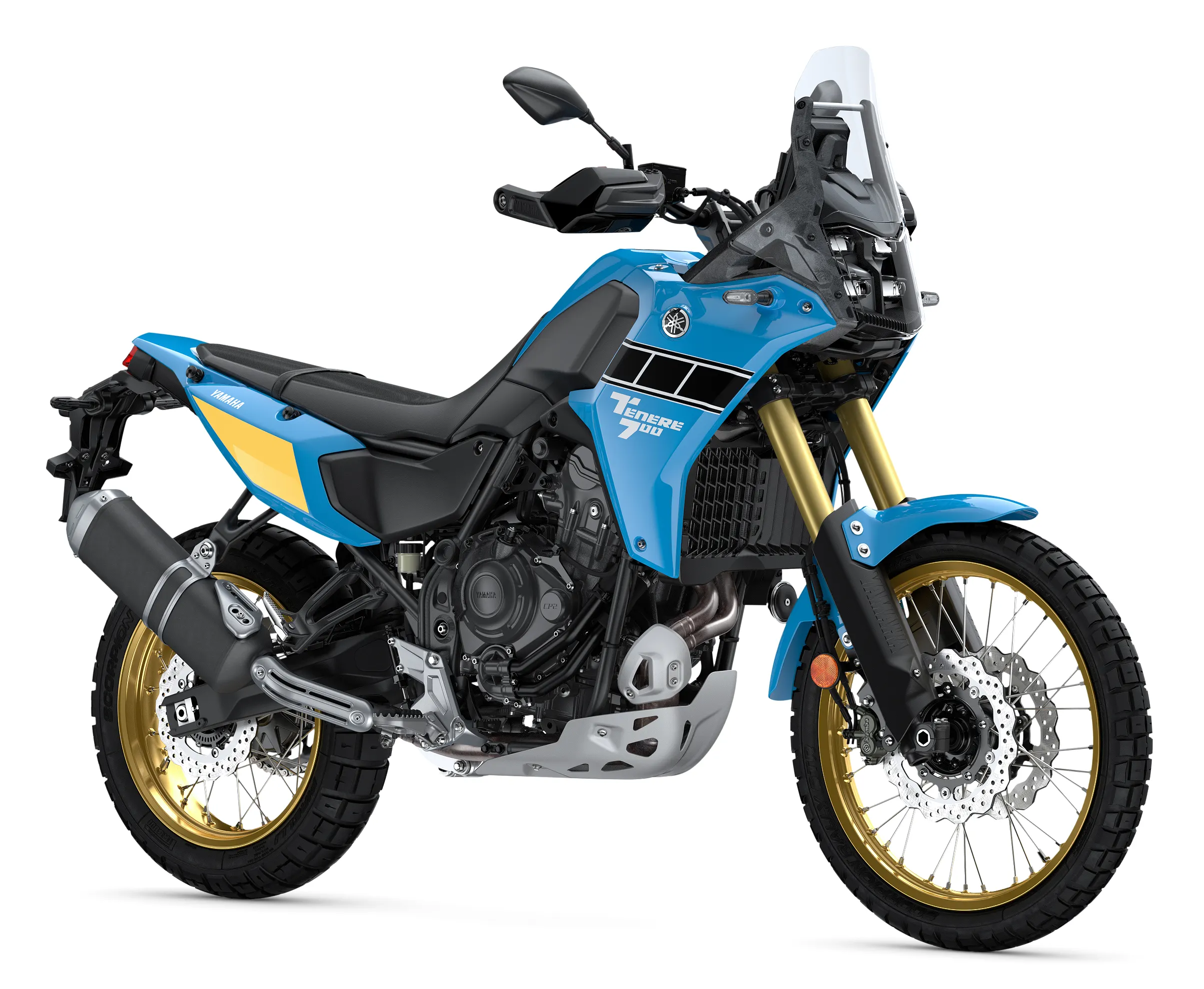 オフロード走破性の高いフロント21インチホイールアドベンチャーの火付け役となったヤマハ・テネレ700の排気量は688ccでエンジンは270度クランクのパラレルツイン。その乗り味もアドベンチャーというよりオフロードバイクに近い。