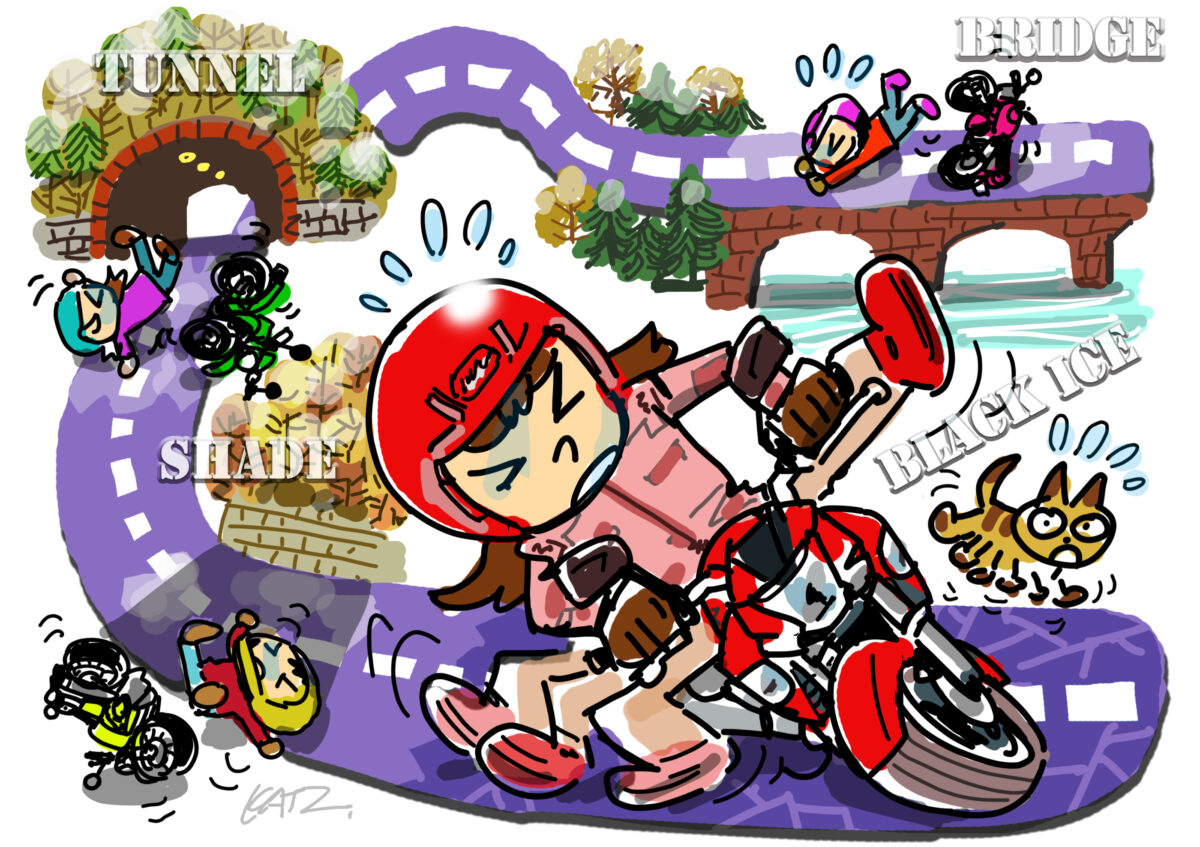 イラスト　雪道　凍結路　　高橋克也