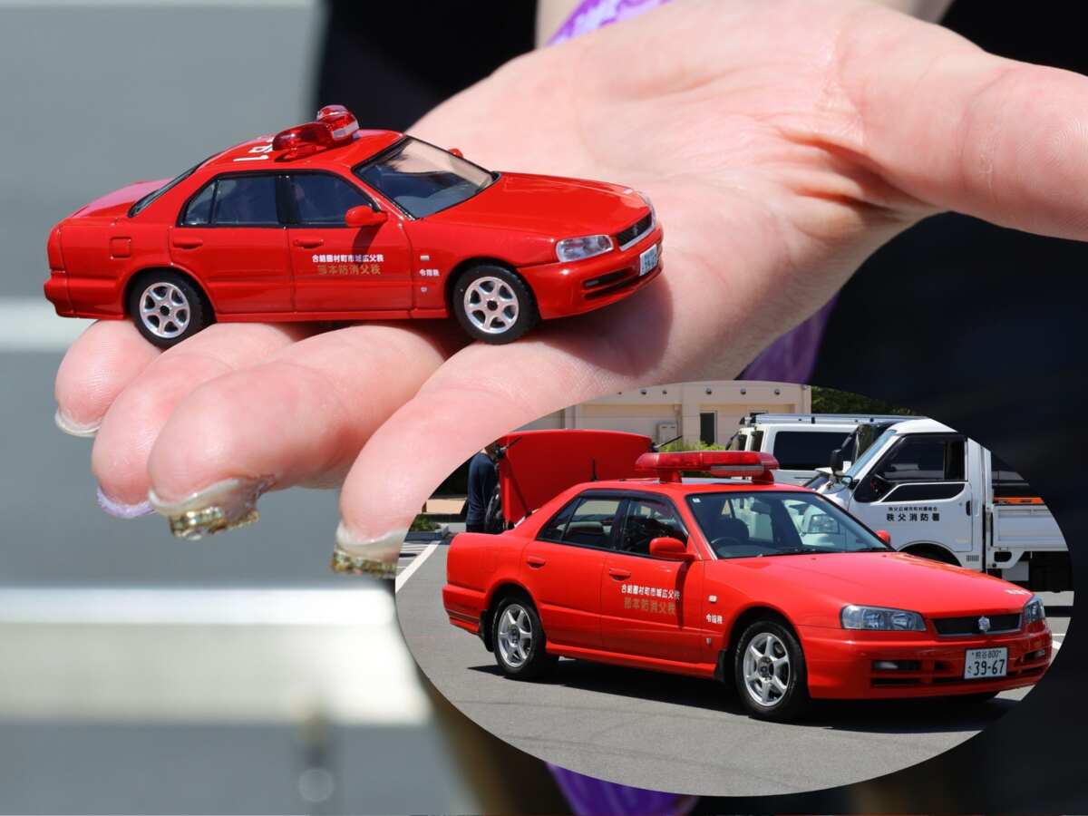 じゃんけん大会のために消防の指揮車のミニカーを協賛！！　なんとこのミニカーは特注でちゃんと「秩父消防本部」のロゴ入りというこだわりよう。じゃんけん大会を盛り上げてくれた。