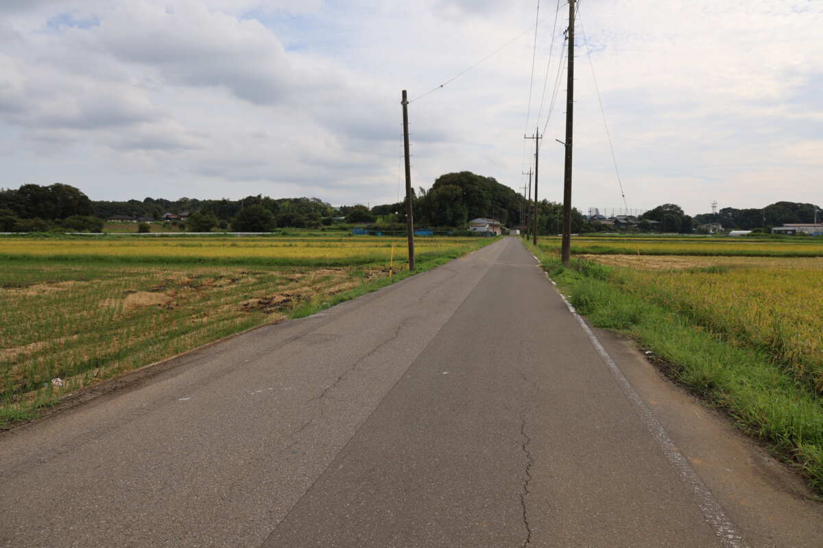 田園地帯によくあるこんな道も、地域住民の日常生活に利用されていれば中央線等（センターライン）がないので、今回の法改正では“生活道路”とみなされる。コンパクトで機動性の高いバイクは速度の出し過ぎに注意が必要だ。