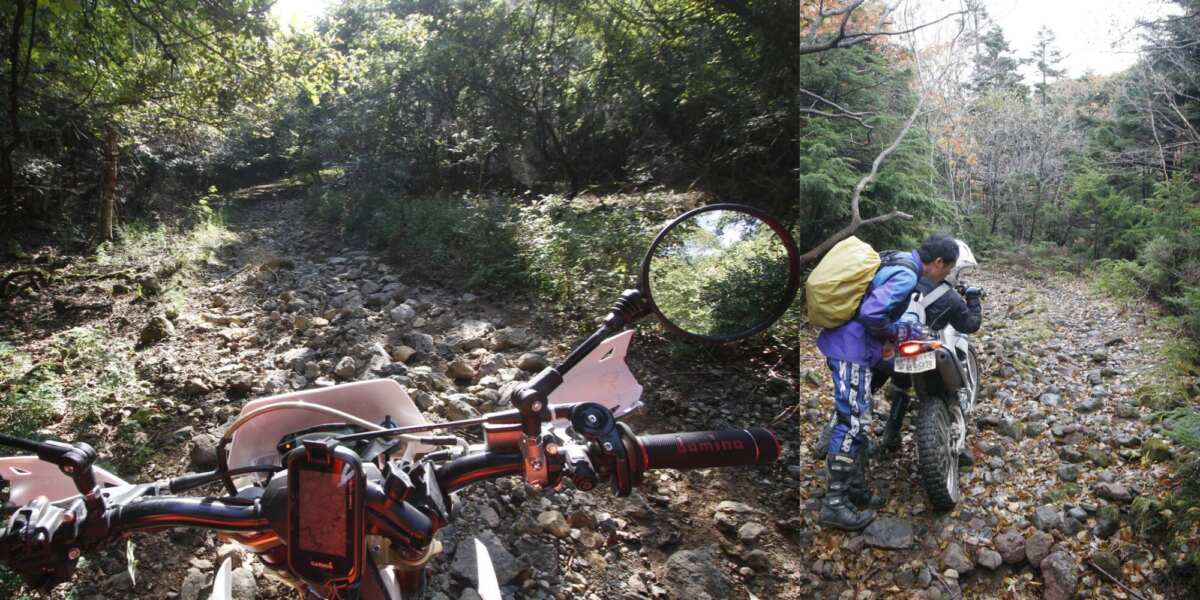 最低地上高の高いオフロードバイクであっても、腹下を守るアンダーガードの装備が必須となるレベル。
