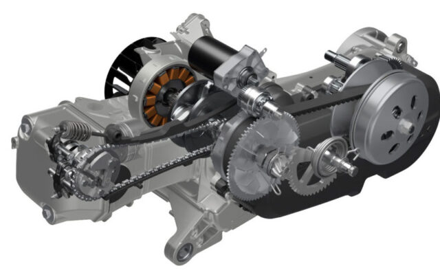 CVTタイプの『オートマチック変速機構』は内部にVベルトと呼ばれるベルト状のパーツがあり、これが駆動を後輪へと伝えている。